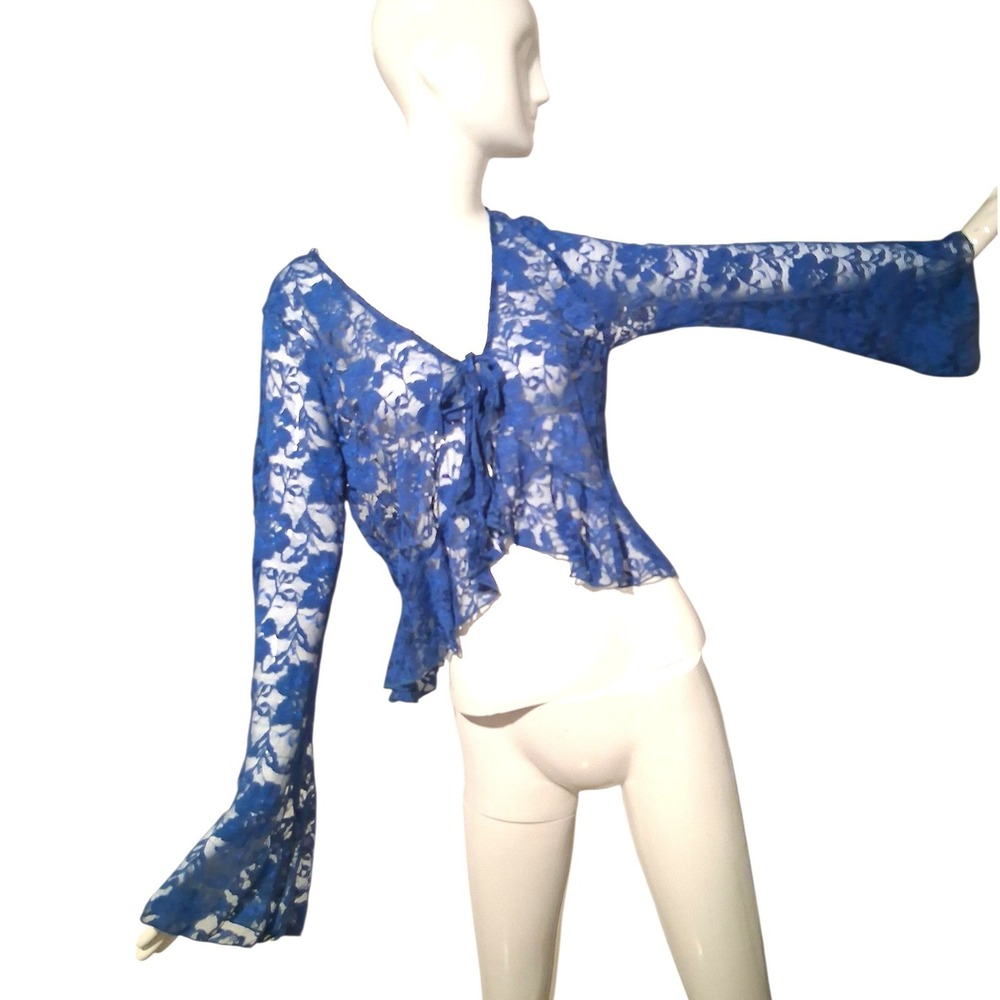 Y2k Whimsical Fairygrunge London Rose Womens size Large Romantic Lace Ruffle Top